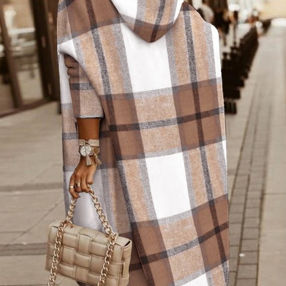 ✨PLAID PRINT LONGLINE HOODED COAT✨ - Picture 2 of 6